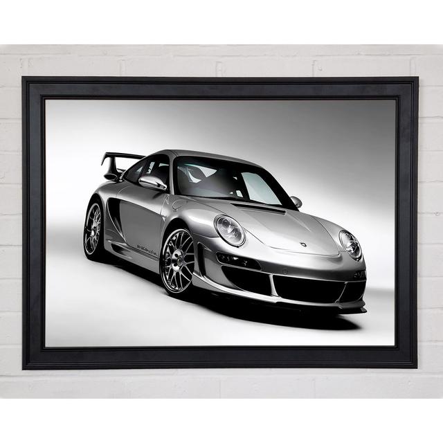 Porsche 911 Silver - Single Picture Frame Art Prints Ebern Designs Size: 42cm H x 59.7cm W x 1.5cm D , Format: Matte Black Framed Paper on Productcaster.