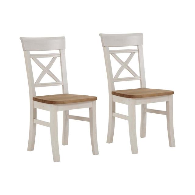 Pols Solid Wood Dining Chair (Set of 2) August Grove Colour: Stained and varnished white/Amber on Productcaster.