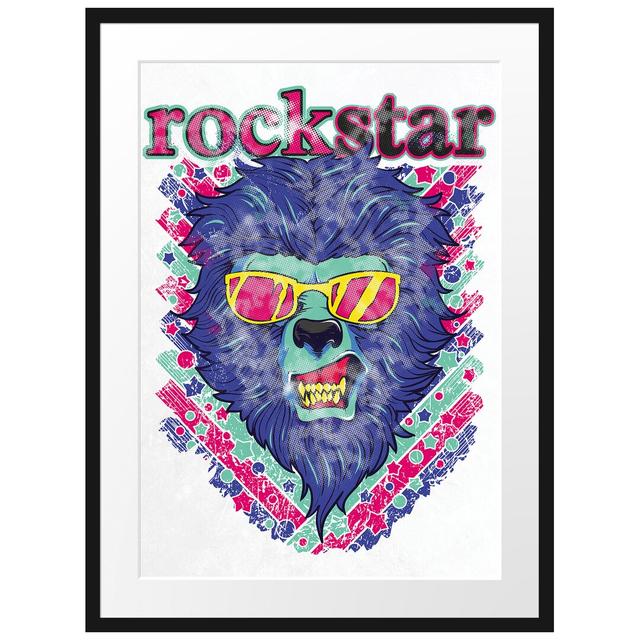 Gerahmtes Poster Rockstar-Lion White East Urban Home Größe: 80 cm H x 60 cm B on Productcaster.