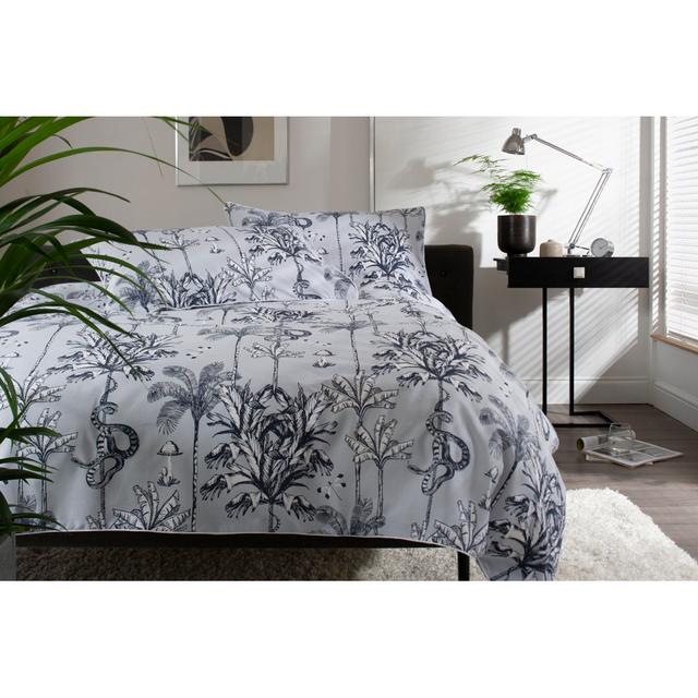 Grey Cotton 144 TC Reversible Modern & Contemporary 2 Piece Duvet Cover Set The Lyndon Company Size: Double - 2 Standard Pillowcases on Productcaster.