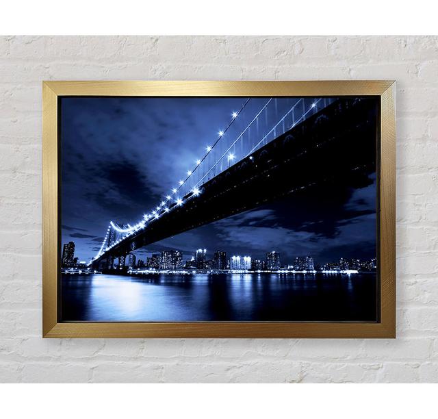 Leinwandbild New York City Night Blues East Urban Home Größe: 42cm H x 59,7cm B x 3,4cm T, Fomat: Poster mit goldenem Rahmen on Productcaster.