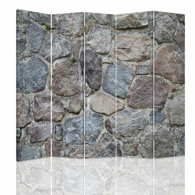 Stone Wall Canvas 5 Panel Room Divider Williston Forge on Productcaster.