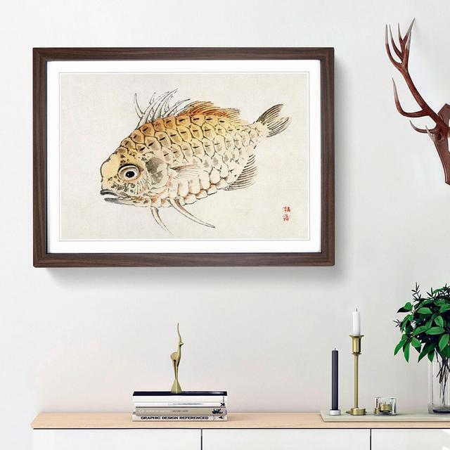 Orange Fish by Kono Bairei - Picture Frame Painting Print East Urban Home Size: 27cm H x 36cm W x 2cm D, Frame Option: Walnut Framed on Productcaster.