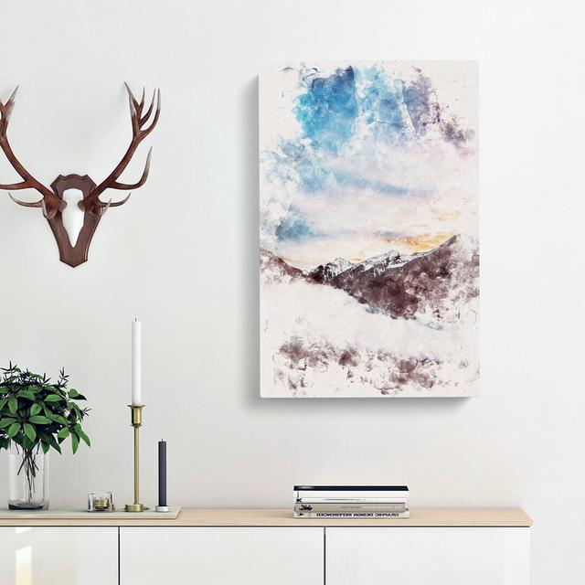 The Cloudy Mountains - Wrapped Canvas Painting Print East Urban Home Size: 91cm H x 60cm W x 3cm D on Productcaster.