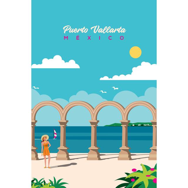 Malecon Arches by Saulherrera - Wrapped Canvas Graphic Art Marlow Home Co. Size: 30cm H x 20cm W on Productcaster.