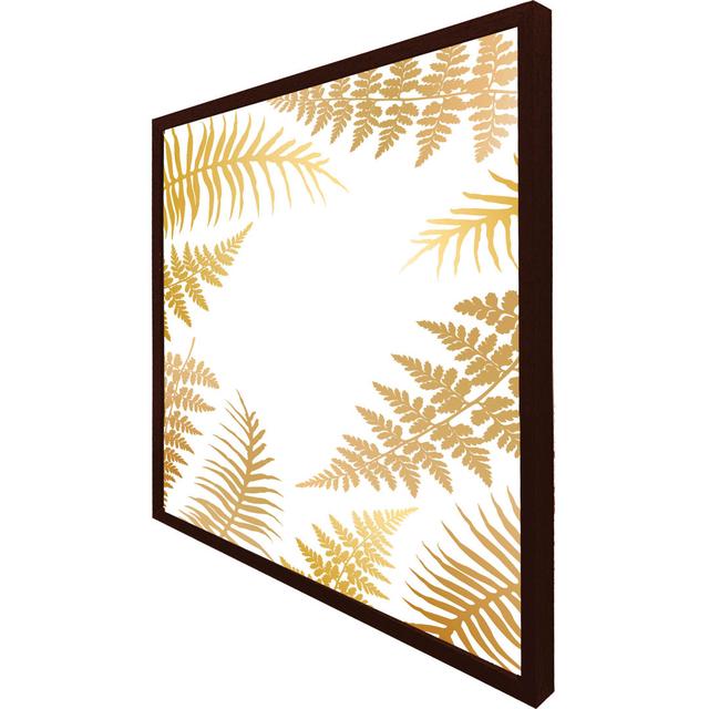 Abrianne Gold Fern - Print Bay Isle Home Size: 41cm H x 41cm W x 4cm D, Format: Brown Framed on Productcaster.