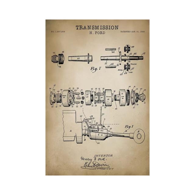 Ford Transmission 1928 - Wrapped Canvas Print Borough Wharf Size: 30.48cm H x 20.32cm W x 1.91cm D on Productcaster.