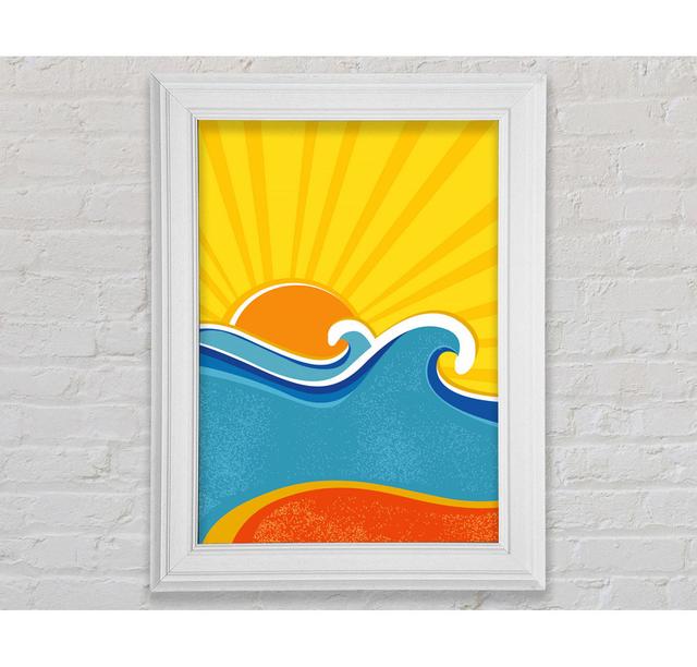 Retro Sun Blaze Framed Print Ophelia & Co. Size: 141,4cm H x 100cm W x 8cm D, Format: Galway White Framed Paper on Productcaster.