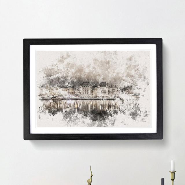 Reflection of Stockholm in Sweden - Picture Frame Painting Print East Urban Home Frame Option: Black Framed, Size: 24cm H x 33cm W x 2cm D on Productcaster.