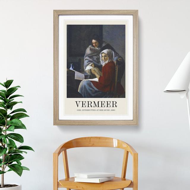 Girl Interrupted at Her Music by Johannes Vermeer - Picture Frame Graphic Art East Urban Home Frame Option: Oak Framed, Size: 36cm H x 27cm W x 2cm D on Productcaster.