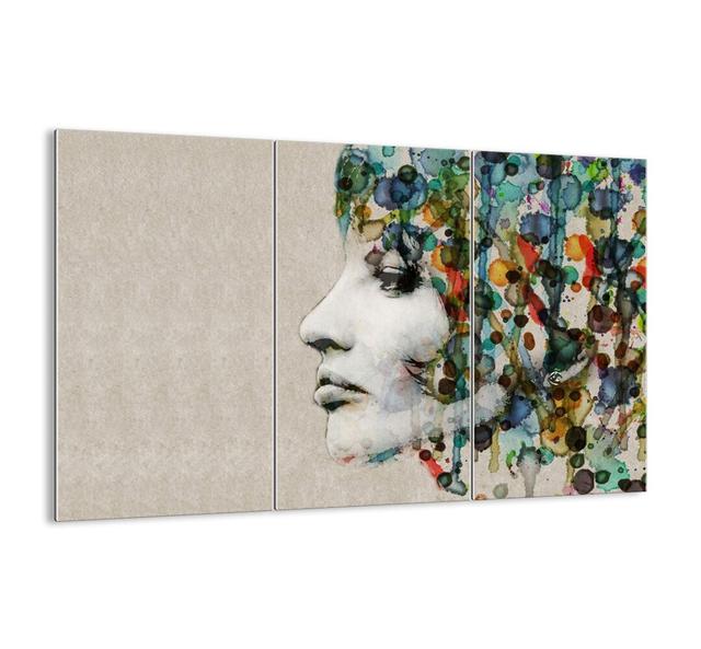 She Emerged from Grey - 3 Piece Unframed Graphic Art Print Set on Glass Ebern Designs Size: 110cm H x 165cm W x 1.8cm D on Productcaster.