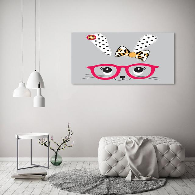 Rabbit with Glasses - Wrapped Canvas Art Prints Brayden Studio on Productcaster.