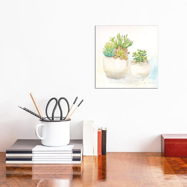 Sweet Succulent Pots I by Cynthia Coulter - Wrapped Canvas Painting ClassicLiving Size: 30.48cm H x 30.48cm W x 1.91cm D on Productcaster.