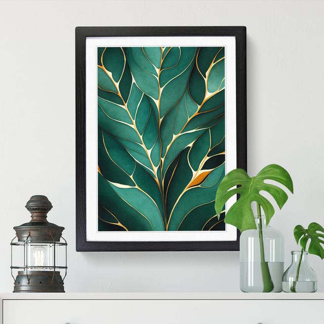 Renelsa Ivy Leaf Marbling - Picture Frame Print Marlow Home Co. Size: 34cm H x 25cm W x 2cm D, Frame Option: Walnut on Productcaster.