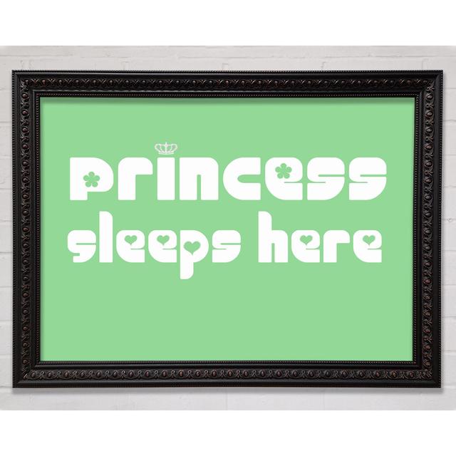 Princess Sleeps 2 - Picture Frame Typography on Canvas Zoomie Kids Format: Green Framed Paper, Size: 21cm H x 29.7cm W x 3cm D on Productcaster.