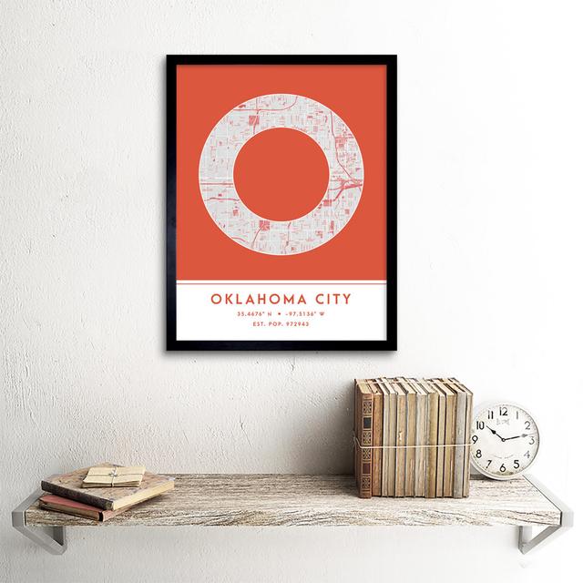 Oklahoma City City Map Oklahoma City Orange by Wee Blue Coo - Single Picture Frame Typography Wee Blue Coo on Productcaster.