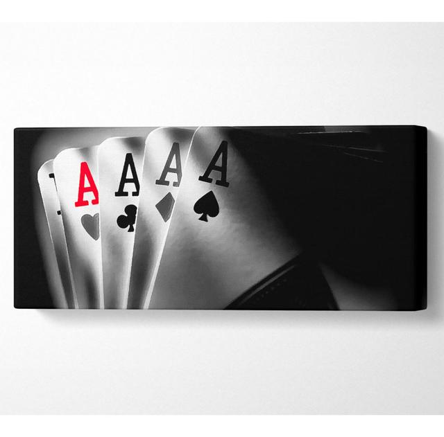 Poker Aces - Wrapped Canvas Art Prints Ebern Designs Size: 40.6cm H x 101.6cm W x 10cm D on Productcaster.