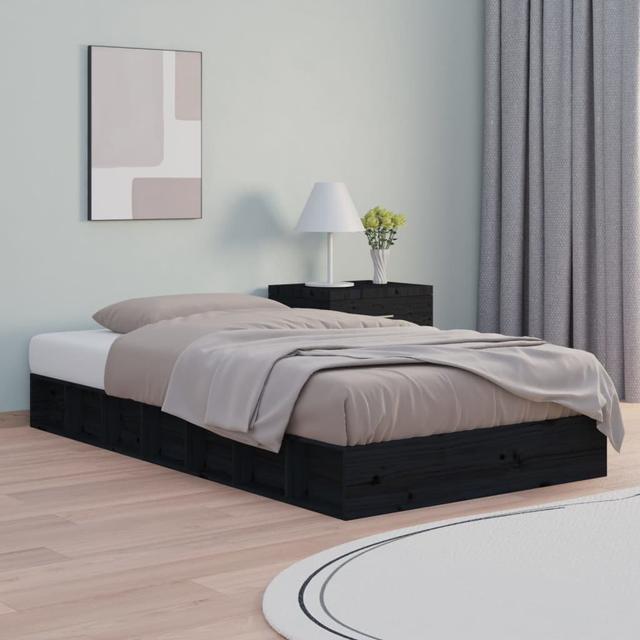 Bed Frame Solid Wood Alpen Home Size: European Single (90 x 200cm), Colour: Black on Productcaster.