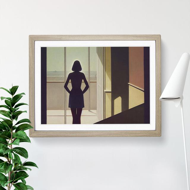 Woman at the Window - Picture Frame Graphic Art Marlow Home Co. Size: 34cm H x 46cm W x 2cm D, Frame Colour: Oak Framed on Productcaster.