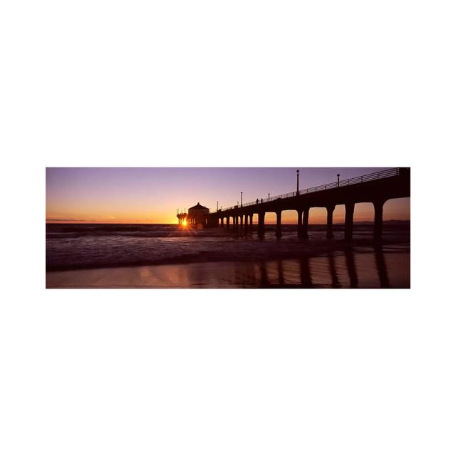 Silhouette of a Pier, Manhattan Beach Pier, Manhattan Beach - Wrapped Canvas Panoramic Photograph Highland Dunes Size: 50.8cm H x 152.4cm W x 3.81cm D on Productcaster.