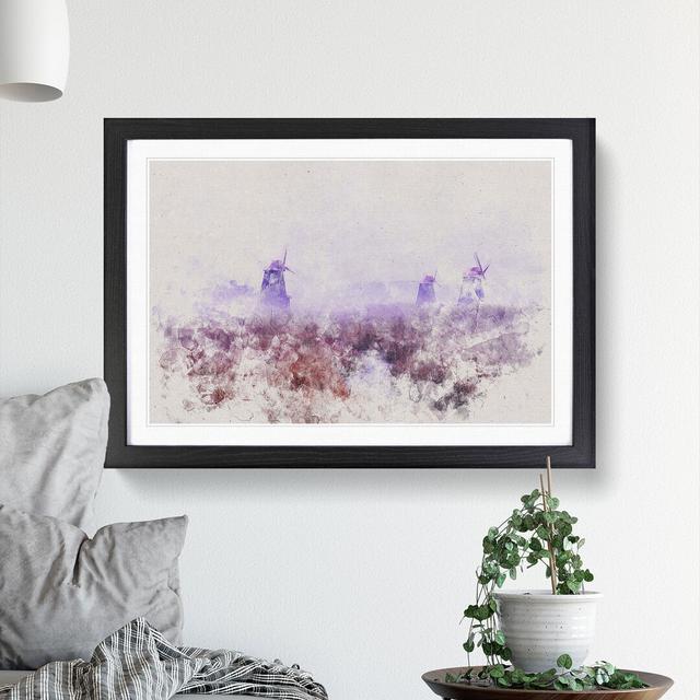 Landscape Windmill and Stream - Picture Frame Graphic Art East Urban Home Frame Option: Black Framed, Size: 27cm H x 36cm W x 2cm D on Productcaster.