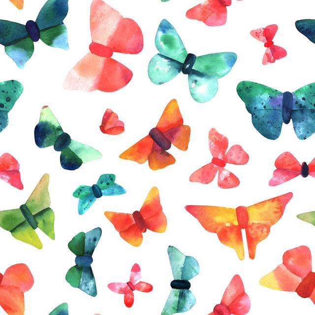 Yampa Watercolor Butterflies - Wrapped Canvas Painting Brambly Cottage Size: 30cm H x 30cm W x 3.8cm D on Productcaster.