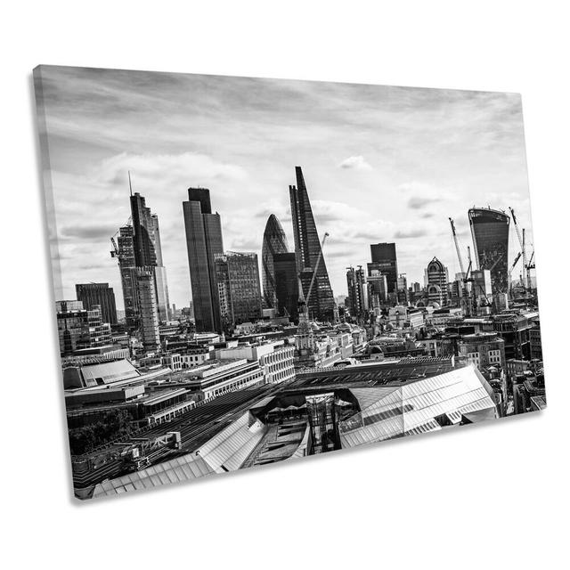 Skyline City Of London B&W CANVAS WALL ART Picture Print Ebern Designs Size: 40.6cm H x 61cm W x 2cm D on Productcaster.