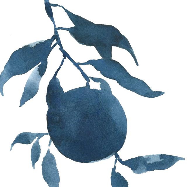 Indigo Oranges III by Emma Caroline - Wrapped Canvas Painting Rosalind Wheeler Size: 76cm H x 76cm W on Productcaster.