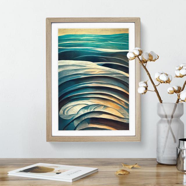 Abstract Art Ocean Wave No.2 - Picture Frame Graphic Art Metro Lane Size: 46cm H x 34cm W x 2cm D, Frame Colour: Oak Framed on Productcaster.