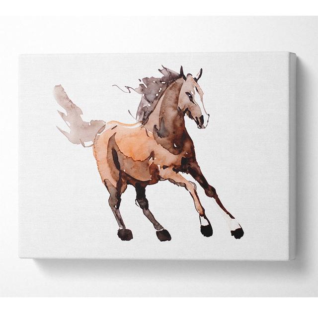 Running Horse Canvas Watercolour Natur Pur Size: 66cm H x 106.6cm W x 10cm D on Productcaster.