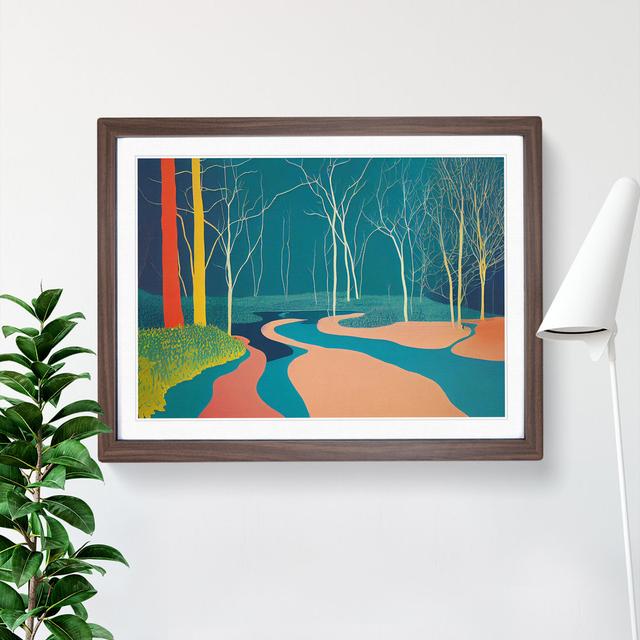 Extravagant Abstract Forest - Single Picture Frame Print Metro Lane Frame Colour: Walnut, Size: 25cm H x 34cm W x 2cm D on Productcaster.