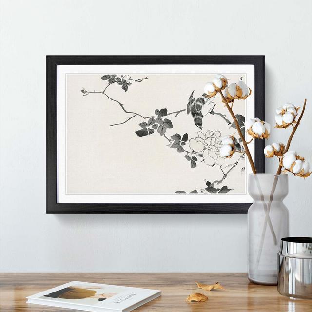 Robin Birds & White Lotus by Numata Kashu - Picture Frame Painting Print East Urban Home Size: 40cm H x 60cm W x 2cm D, Frame Option: Black on Productcaster.