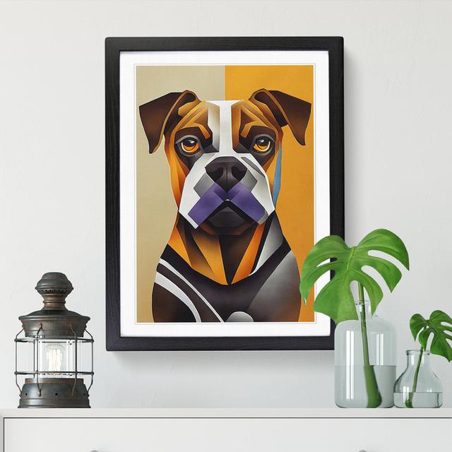 Boxer Dog Cubism - Single Picture Frame Print Marlow Home Co. Format: Walnut Framed, Size: 46cm H x 34cm W x 2cm D on Productcaster.