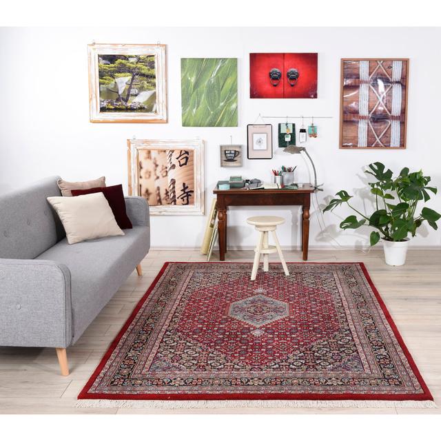 Agim Hand Knotted Red/Blue/Brown Rug Rosalind Wheeler Rug Size: Rectangle 170 x 240cm on Productcaster.