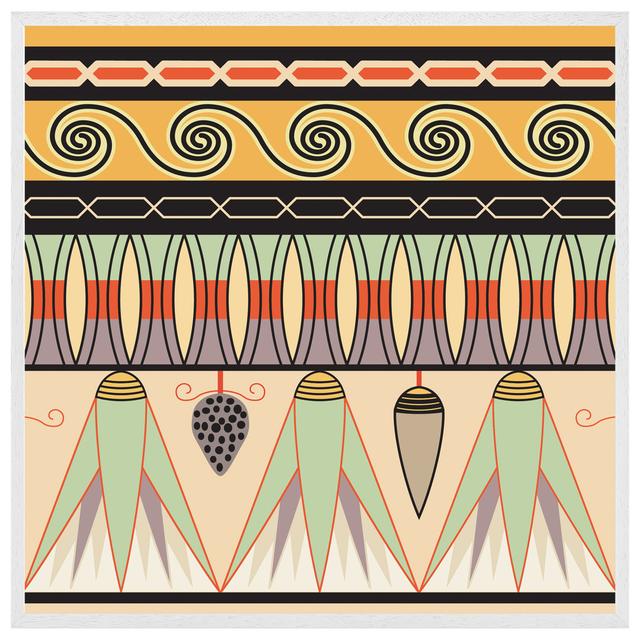 Aspers Egyptian Pattern - Print Latitude Vive Size: 76cm H x 76cm W x 4cm D, Format: White Framed on Productcaster.