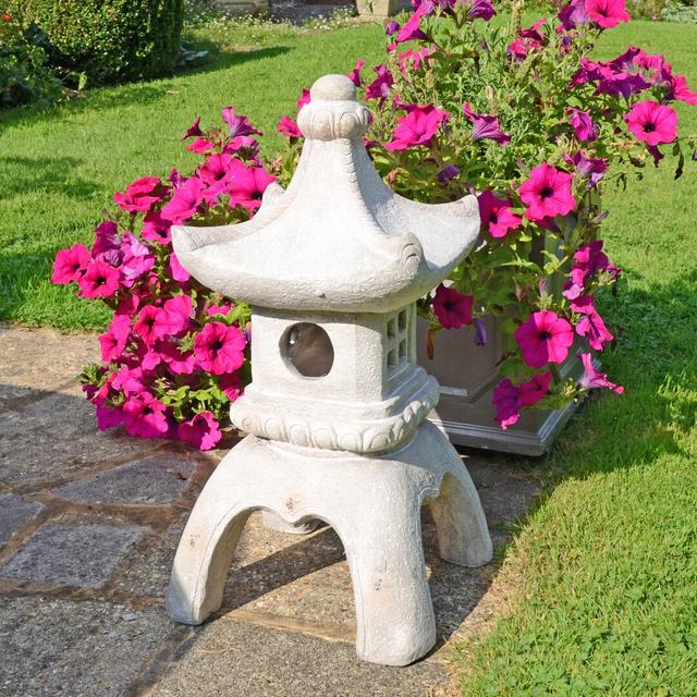 Beaufain PAGODA LANTERN Large 63cm Weathered Light Stone Effect Bloomsbury Market on Productcaster.