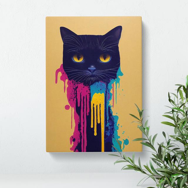 Cat Paint Drips No.3 - Wrapped Canvas Painting Marlow Home Co. Size: 50cm H x 35cm W x 3cm D on Productcaster.