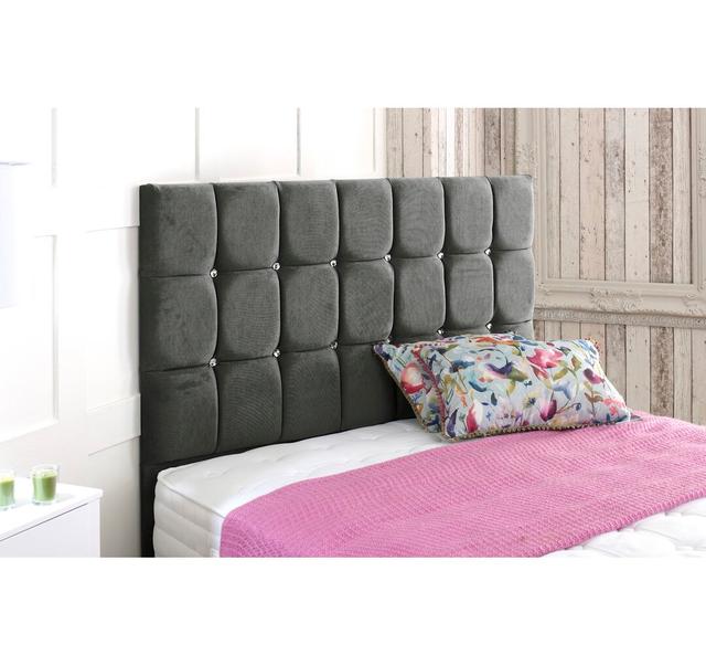 Higgenbotham Upholstered Headboard Rosdorf Park Colour: Steel, Size: Single (3') on Productcaster.