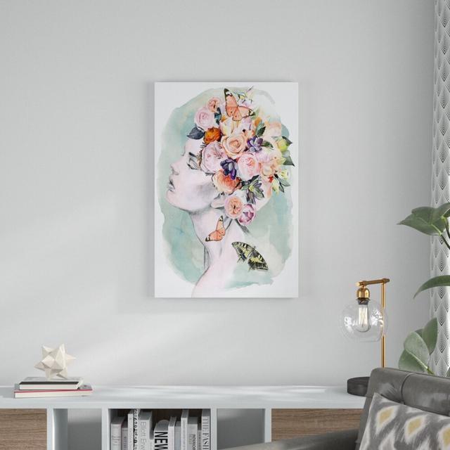 Floral Locks I - Wrapped Canvas Painting Print Etta Avenue Size: 91cm H x 61cm W on Productcaster.