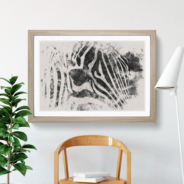 Zebra Vol.1 Watercolour - Picture Frame Graphic Art East Urban Home Size: 48cm H x 65cm W x 2cm D, Frame Option: Oak on Productcaster.