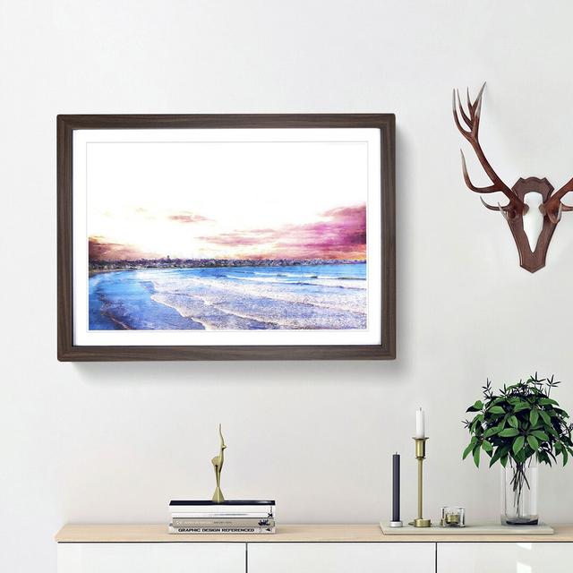 Newport Rhode Island Beach - Picture Frame Graphic Art Print East Urban Home Size: 62cm H x 87cm W x 2cm D, Frame Option: Walnut Framed on Productcaster.