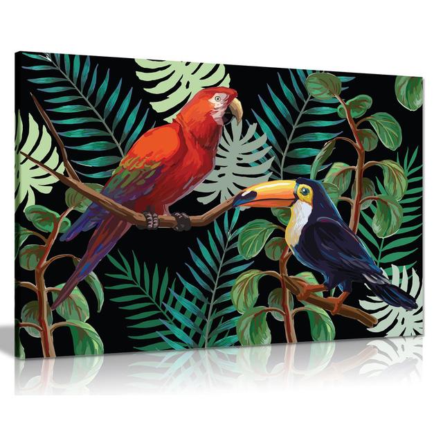 Tropcal Birds & Plants Canvas Wall Art Picture Print Panther Print Size: 31cm H x 46cm W on Productcaster.