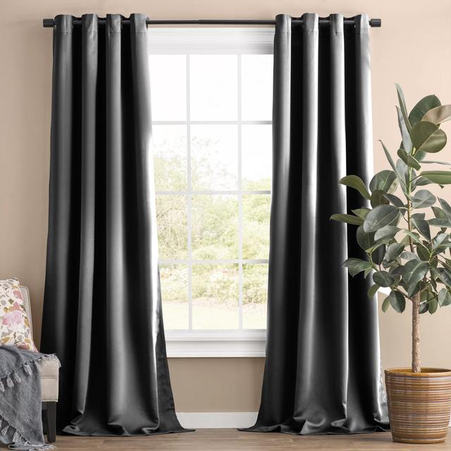 2 Piece Room Darkening Blackout Eyelet Thermal Curtain Symple Stuff Colour: Dark Grey, Panel Size: 228 W x 274 D cm on Productcaster.