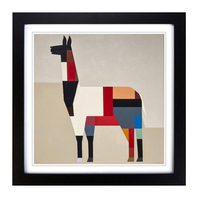 Llama Suprematism No.6 - Single Picture Frame Print on Wood 17 Stories Format: Black on Productcaster.