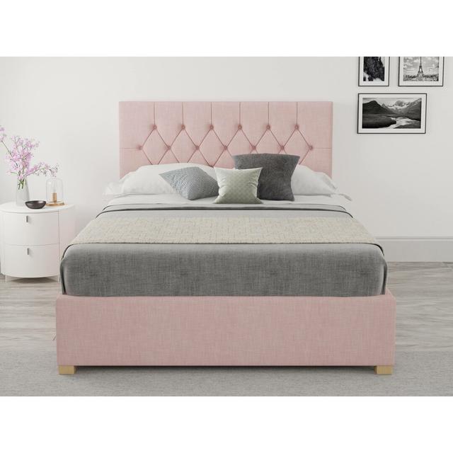 Swanley Upholstered Ottoman Bed Fernleaf Size: Kingsize (5'), Colour: Tea Rose on Productcaster.