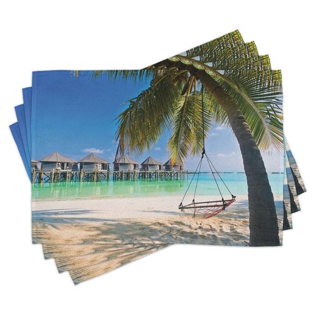 Place Mats Set of 4, Caribbean Tropical Coast, Multicolor (Set of 4) East Urban Home on Productcaster.