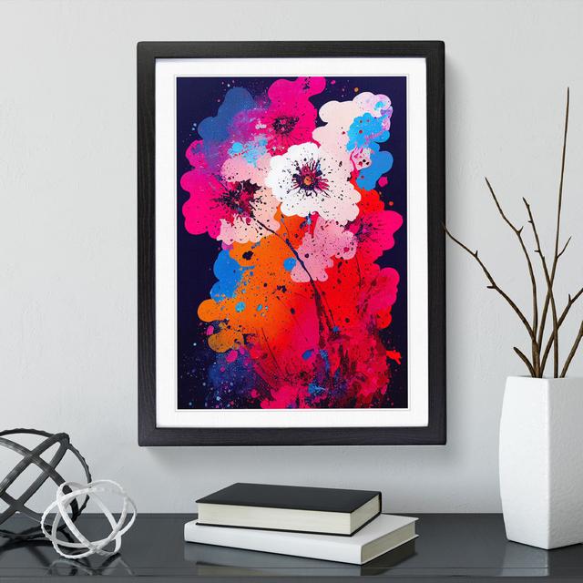 XV1022-3283X Paint Splat Flowers No.2 Abstract - Single Picture Frame Painting Marlow Home Co. Size: 34cm H x 25cm W x 2cm D, Frame Colour: Black on Productcaster.