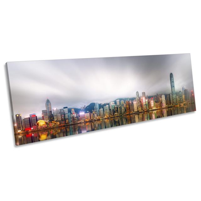 Hong Kong Island Skyline City - Wrapped Canvas Panoramic Print Ebern Designs Size: 40.64cm H x 121.92cm W on Productcaster.