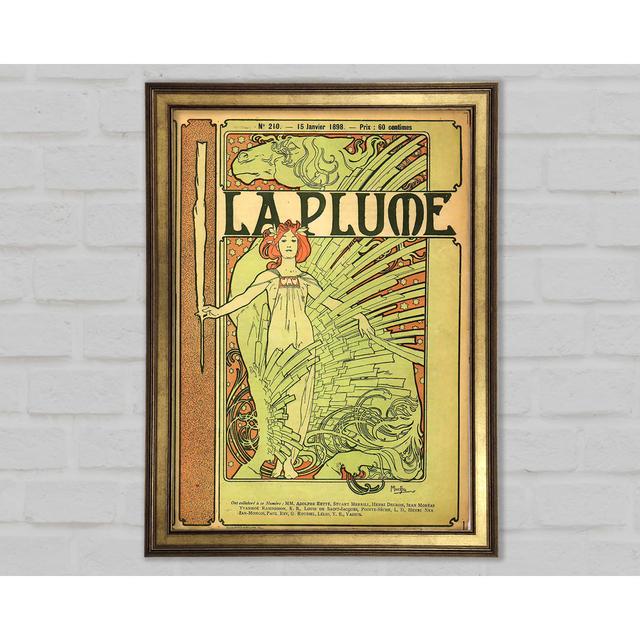 Alphonse Mucha La Plume Framed Print Rosalind Wheeler Size: 118.9cm H x 84.1cm W x 1.5cm D, Format: Gold Framed Paper on Productcaster.