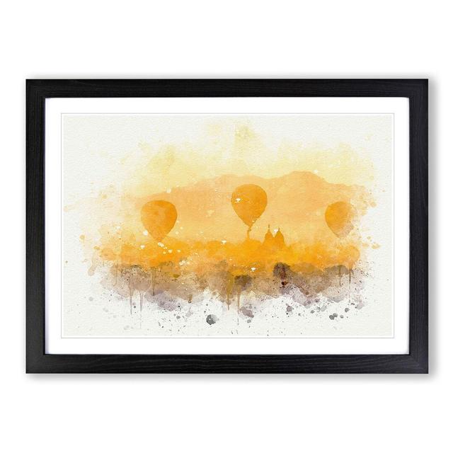 Hot Air Balloons over Bagan in Abstract - Picture Frame Graphic Art Print East Urban Home Frame Option: Black Framed, Size: 27cm H x 36cm W x 2cm D on Productcaster.